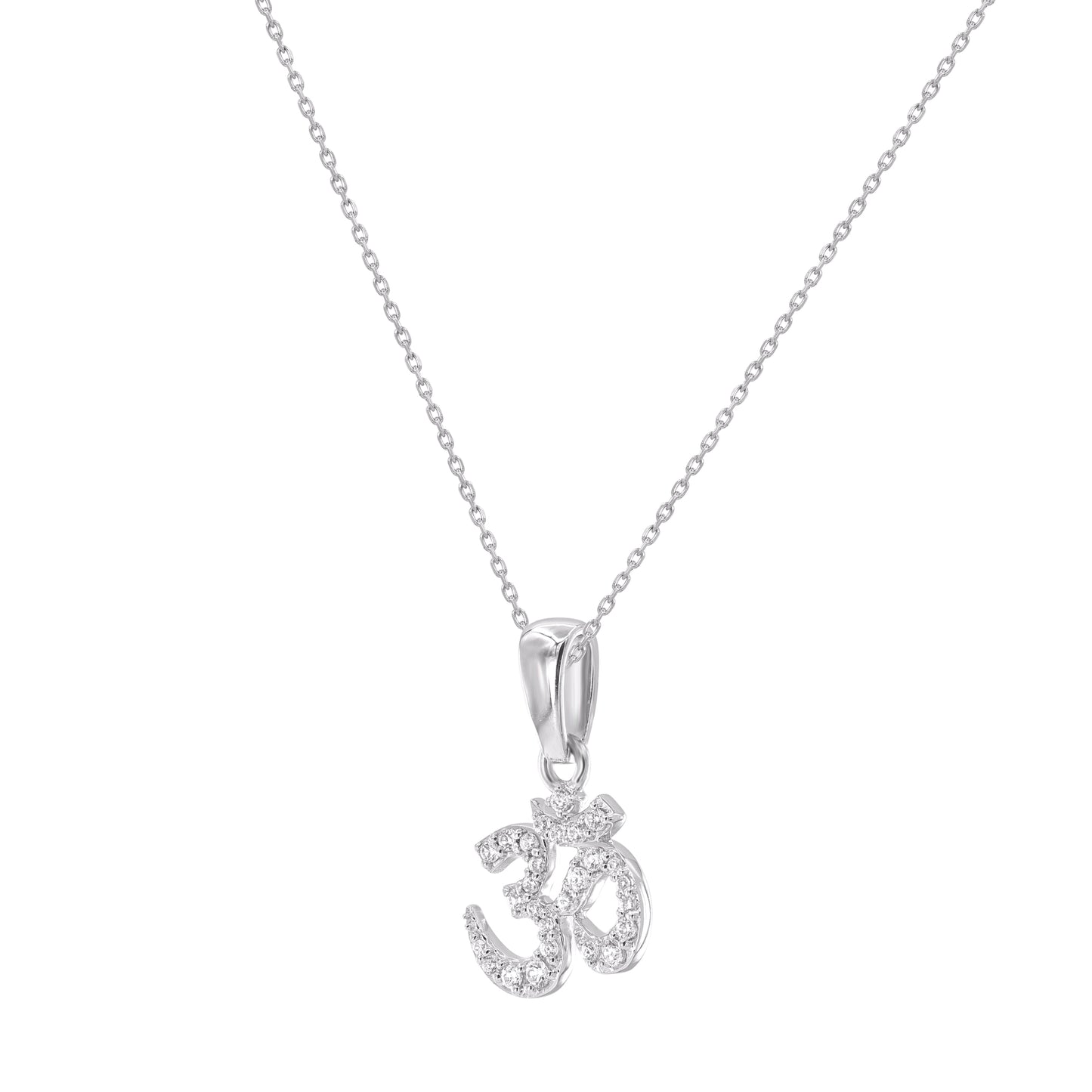 Sacred Om (ॐ) Diamond Pendant in 14KT White Gold