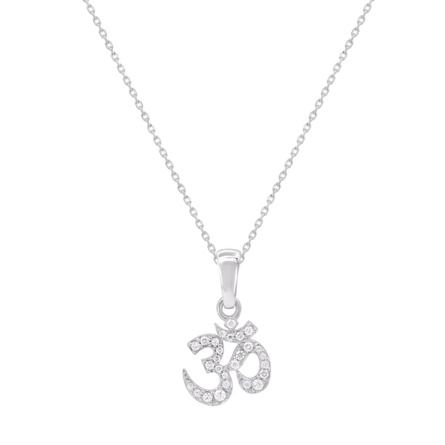 Sacred Om (ॐ) Diamond Pendant in 14KT White Gold