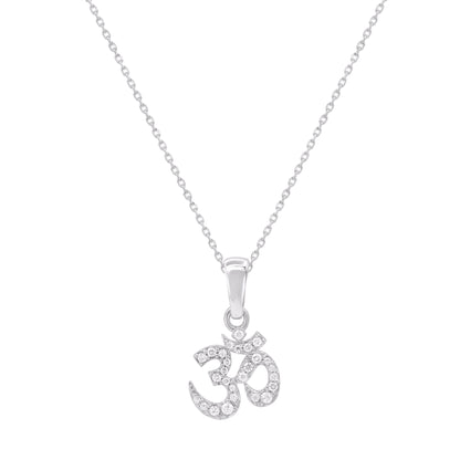 Sacred Om (ॐ) Diamond Pendant in 14KT White Gold