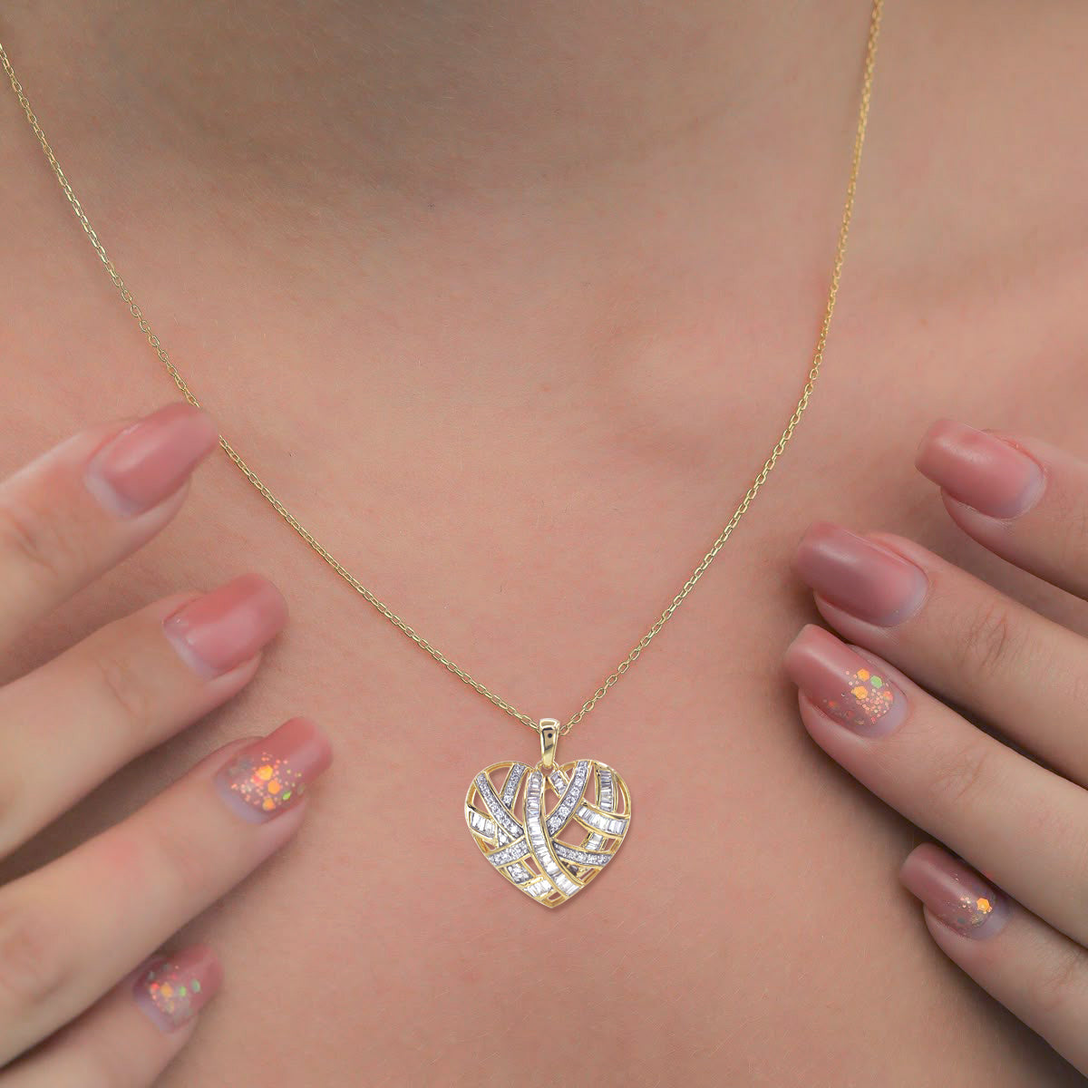Interwoven Ribbon Heart Pendant in 14KT Gold