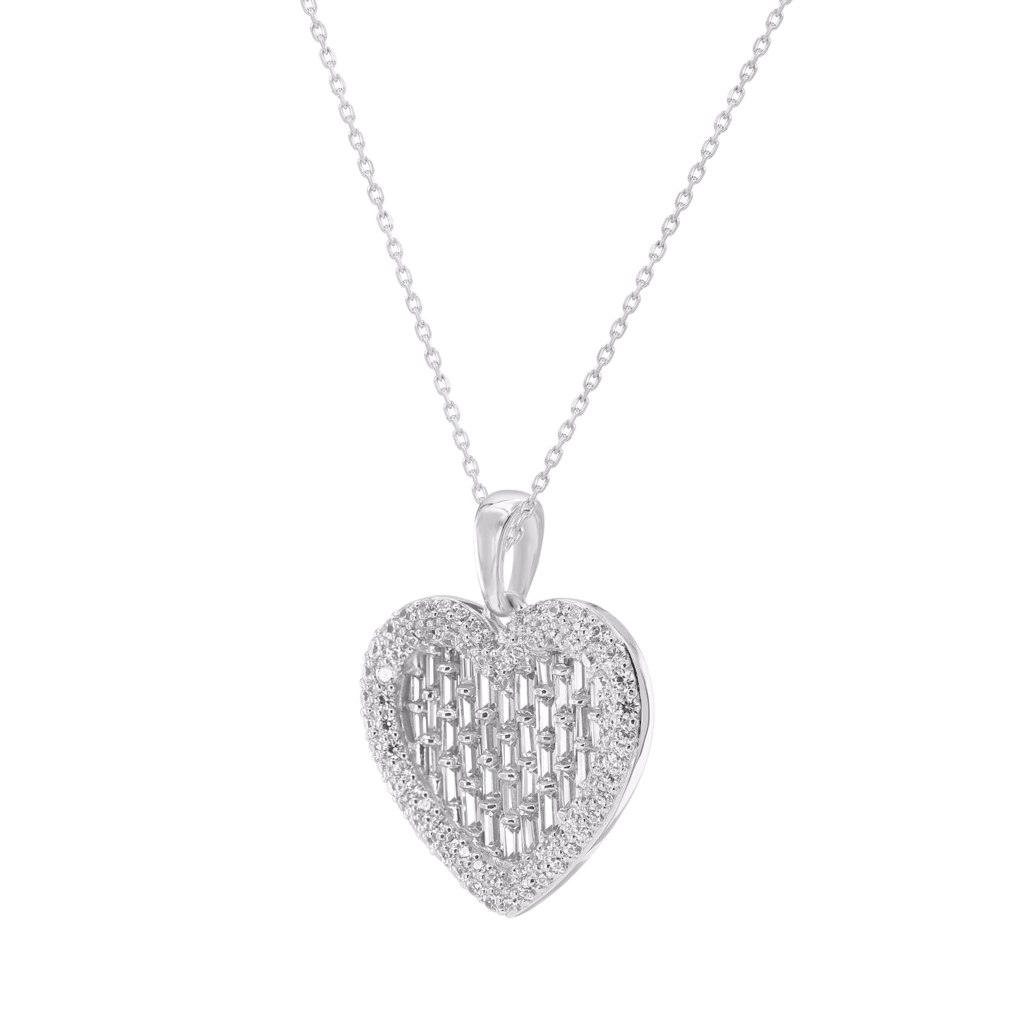 Baguette Diamond Cluster Heart Pendant in 14KT Gold