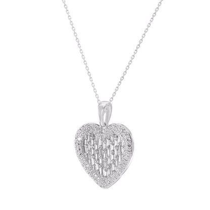 Baguette Diamond Cluster Heart Pendant in 14KT Gold