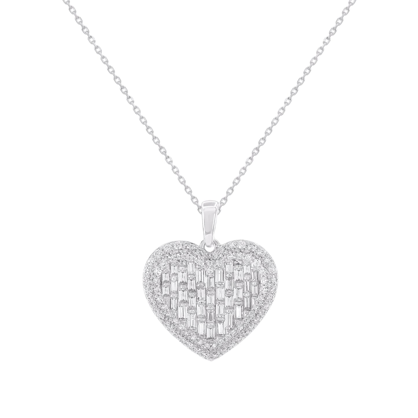 Baguette Diamond Cluster Heart Pendant in 14KT Gold