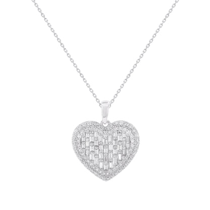 Baguette Diamond Cluster Heart Pendant in 14KT Gold