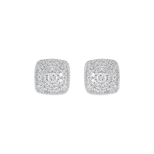 0.25 Carat Diamond Cushion Halo Cluster Stud Earrings in 10K Yellow Gold